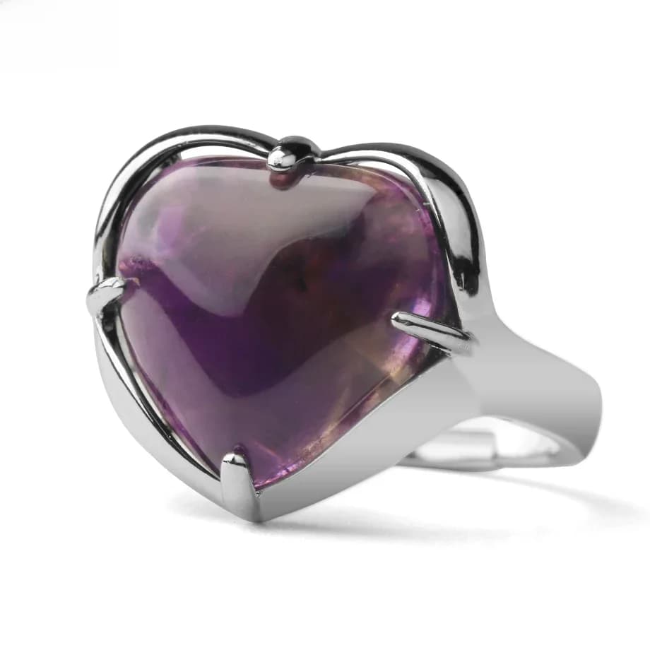 CSJA – bague en cœur d'amour en pierre de cristal pour femmes, couleur argent, pierre naturelle, bagues réglables, fiançailles, mariage, bijoux de mariée bijoux femme bague femme tendances 2022 G691