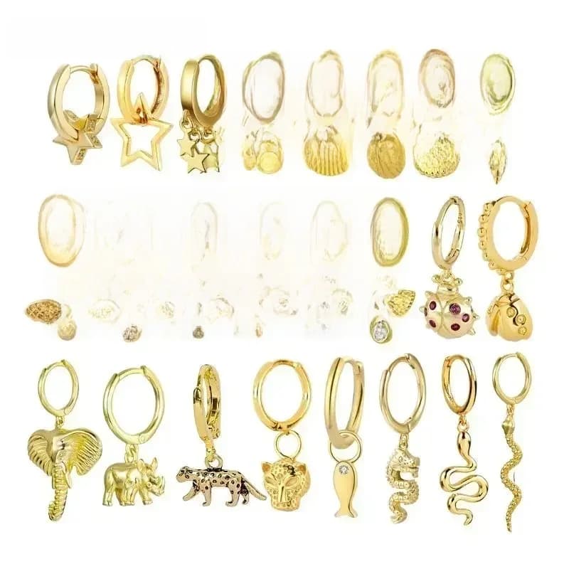 Boucles d'oreilles en argent Sterling 925, pendentif animal papillon/éléphant/coquille, pour femmes, accessoires de bijoux à la mode