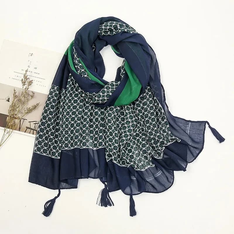 Châle en Viscose avec pompon Floral pour femme, foulard de haute qualité, foulard musulman, Hijab, collection printemps et été
