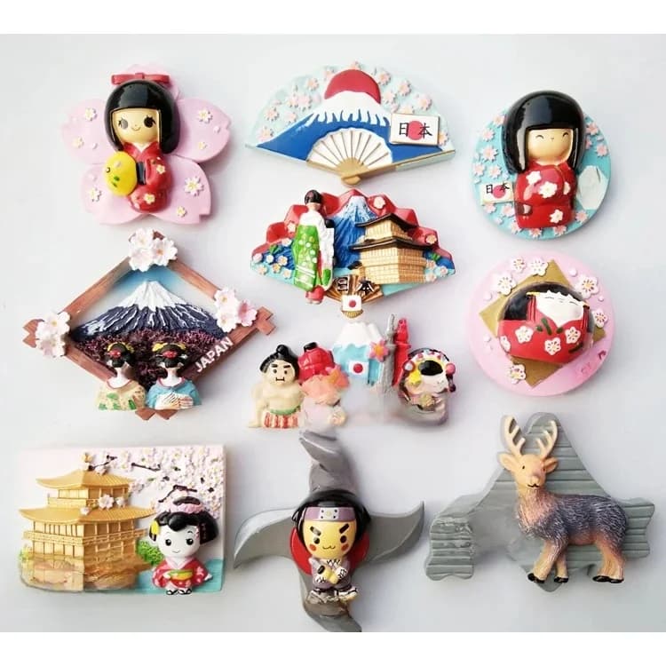 Aimant de Réfrigérateur Japonais en Résine, Décoration Magnétique, Souvenir de Touriste, Chat Chanceux TakFujiyama Kinkakuji