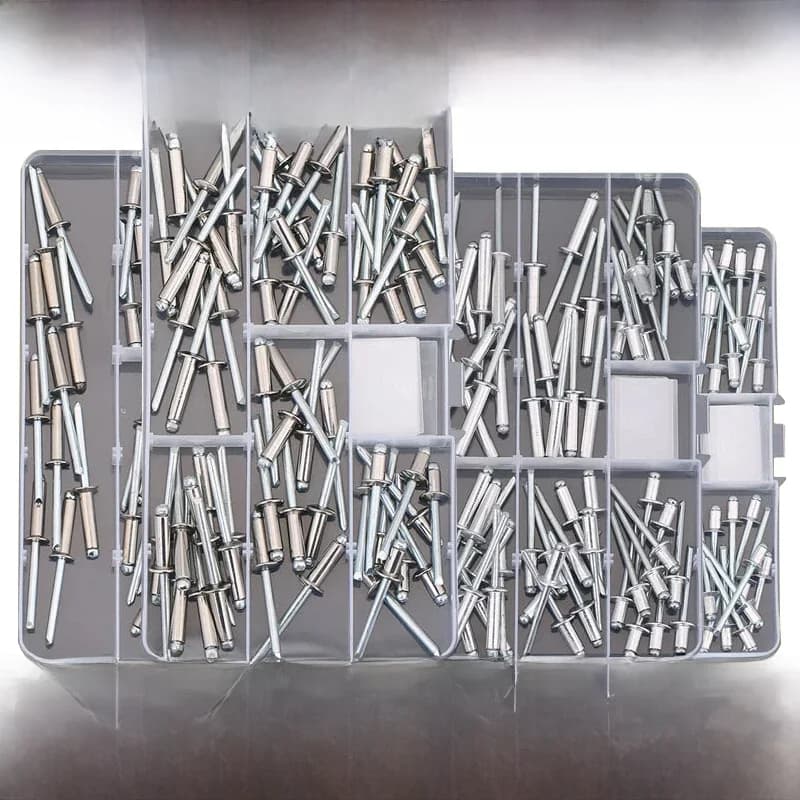 Kit d'assortiment de Rivets aveugles pop à tête de dôme à extrémité ouverte auto-bouchonage en acier inoxydable 304, ensemble de tôles, travail de conduits automobiles
