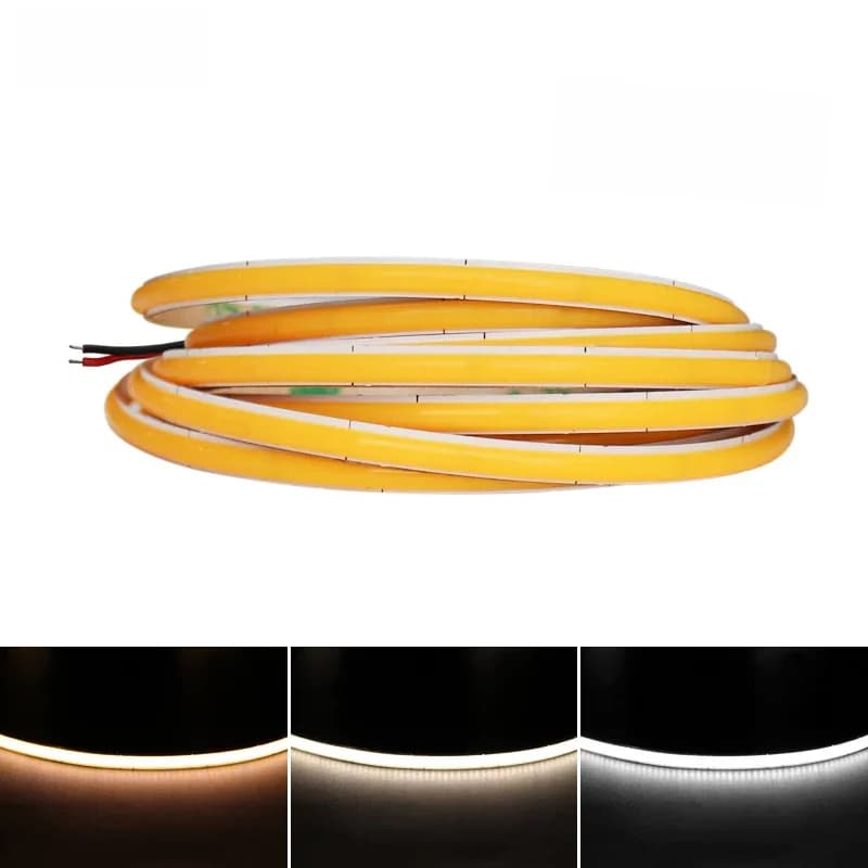 Bande Lumineuse LED COB Étroite de 4mm pour Décoration Murale de Voiture, Ruban Blanc Chaud et Froid de 12V, 24V, 480LED, Barre Lumineuse à Intensité Réglable de 5000K