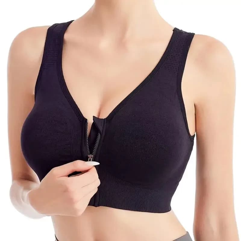 Soutien-gorge de sport pour femme à fermeture éclair frontale, sans couture, antichoc, respirant, brassière de fitness sans armatures, bralette de course