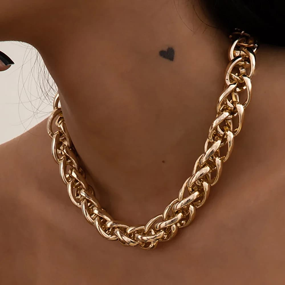 Collier court en métal fait à la main pour hommes et femmes, punk, document en or, rétro, simple, torsadé, Hip Hop optique, clavicule, colliers de la présidence, bijoux de mode
