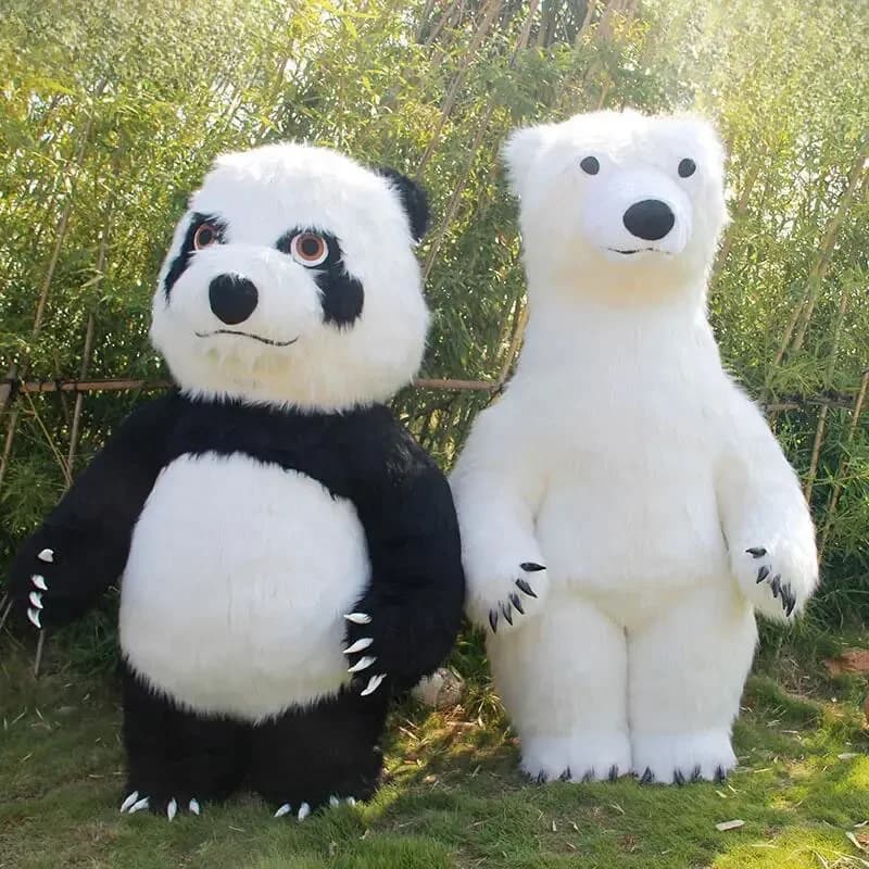 Costume de mascotte d'ours polaire gonflable, costume de mascotte de beurre en peluche, costume de cosplay de fête, costume de rue drôle