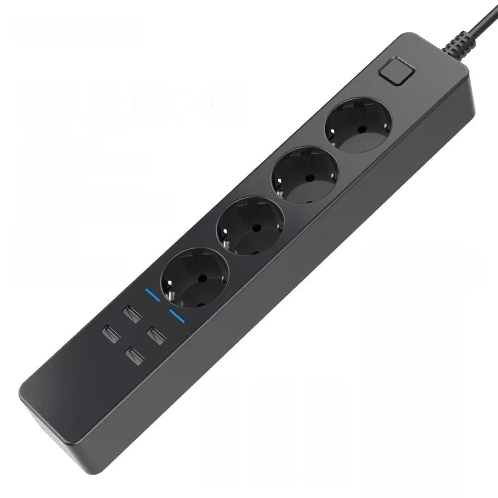 Multiprise intelligente Wi-Fi 1,8 m, 3 m, 5 m avec 4 prises CA, 4 ports de charge USB, contrôle Bluetooth et synchronisation, compatible Alexa et Google Home Assistant