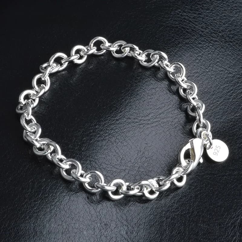 Aravant-Bracelet à maillons en argent regardé 925 pour femme, bijoux fantaisie, 6mm