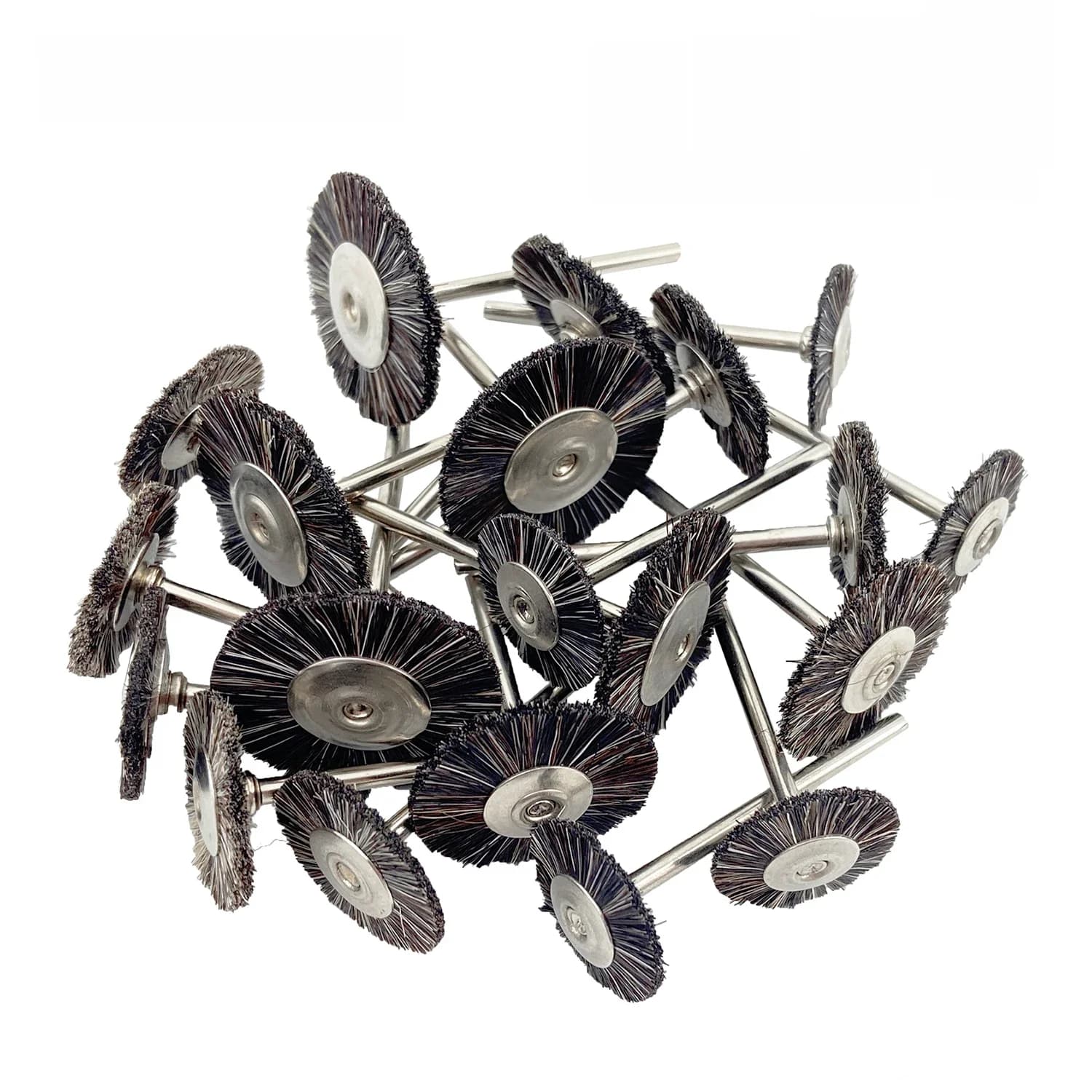 Roue de brosse de polissage 2.35mm, 10 pièces/sac, matériaux de laboratoire dentaire, poils de chèvre gris doux, outils rotatifs, tige HP à basse vitesse