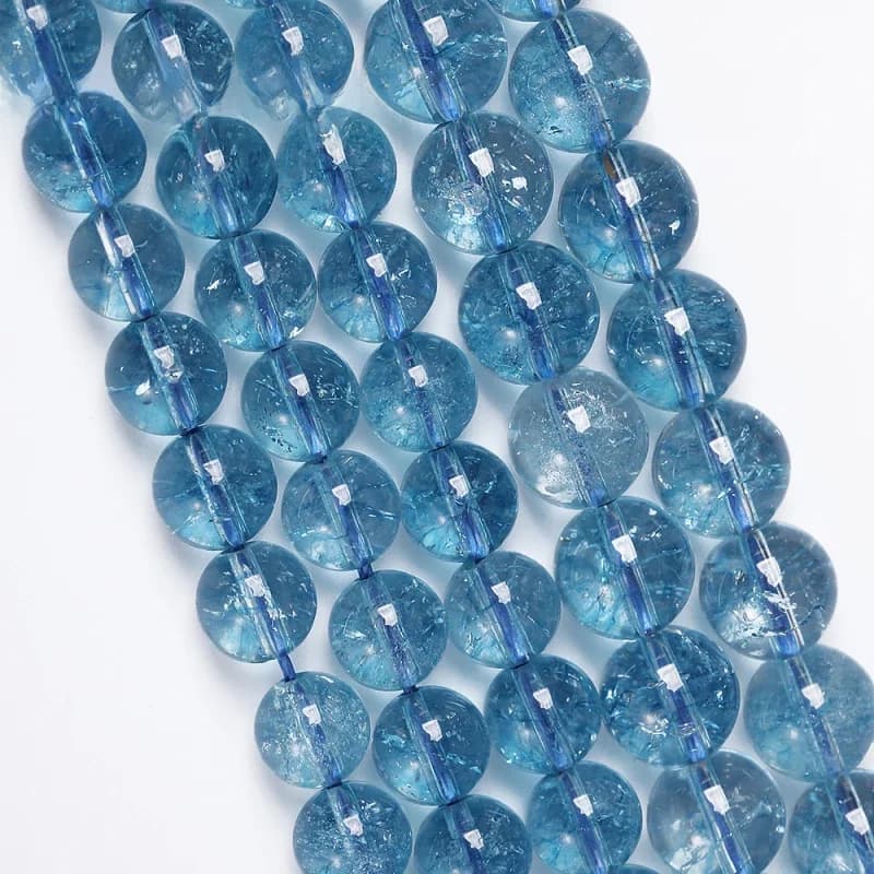 Perles de topaze bleu clair naturel de qualité 5A, perles en cristal craquelé bleu, amples pour la fabrication de bijoux, Bracelets, colliers pour femmes 4-12mm