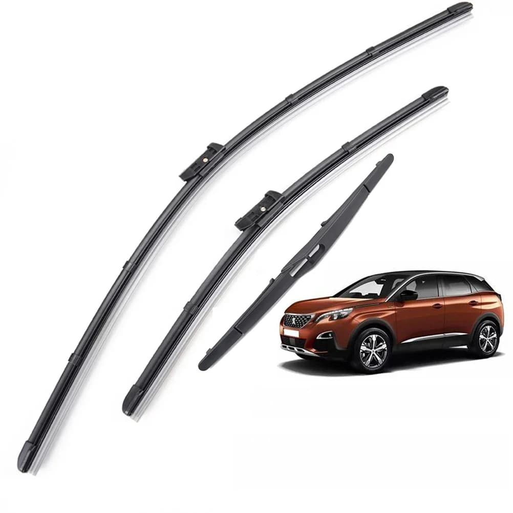 Jeu de balais d'essuie-glace pour pare-brise, Kit de vitres avant et arrière pour Peugeot 3008 MK2 2017 2018 2019 2020 2021, essuie-glaces 28 "et 16" et 12"