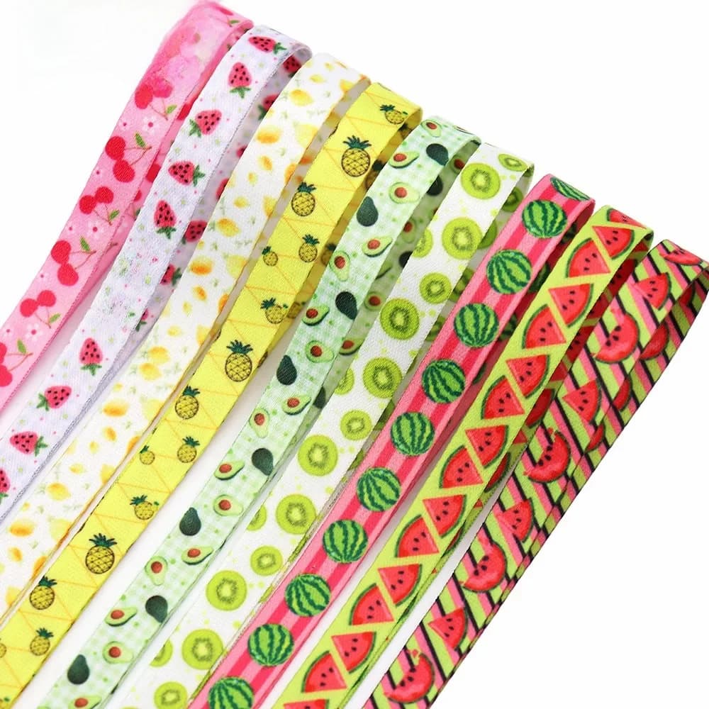 3/8 pouces M-21603-760 double face série de fruits épaissir ruban 10 mètres bricolage collier de chien laisse téléphone portable JOKettle sangle