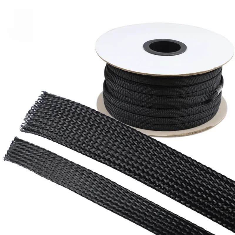 Manchon de câble noir PET, longueur 1/3/5/50/100M, gaine tressée isolée, Protection de ligne de données, câble métallique, Tube en Nylon ignifuge