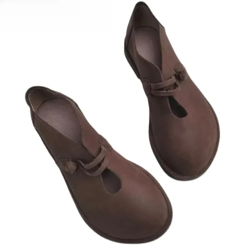 Careaymade – chaussures en cuir véritable pour femmes, chaussures de bébé, grande tête, large, semelle plate et souple, respirantes, originales, faites à la main