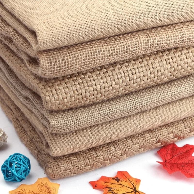 Tissu en Toile de Jute Naturelle pour Napperons, Sacs, Nappe, Décoration de Fond, Maille, Lin, Gril, 150x50cm