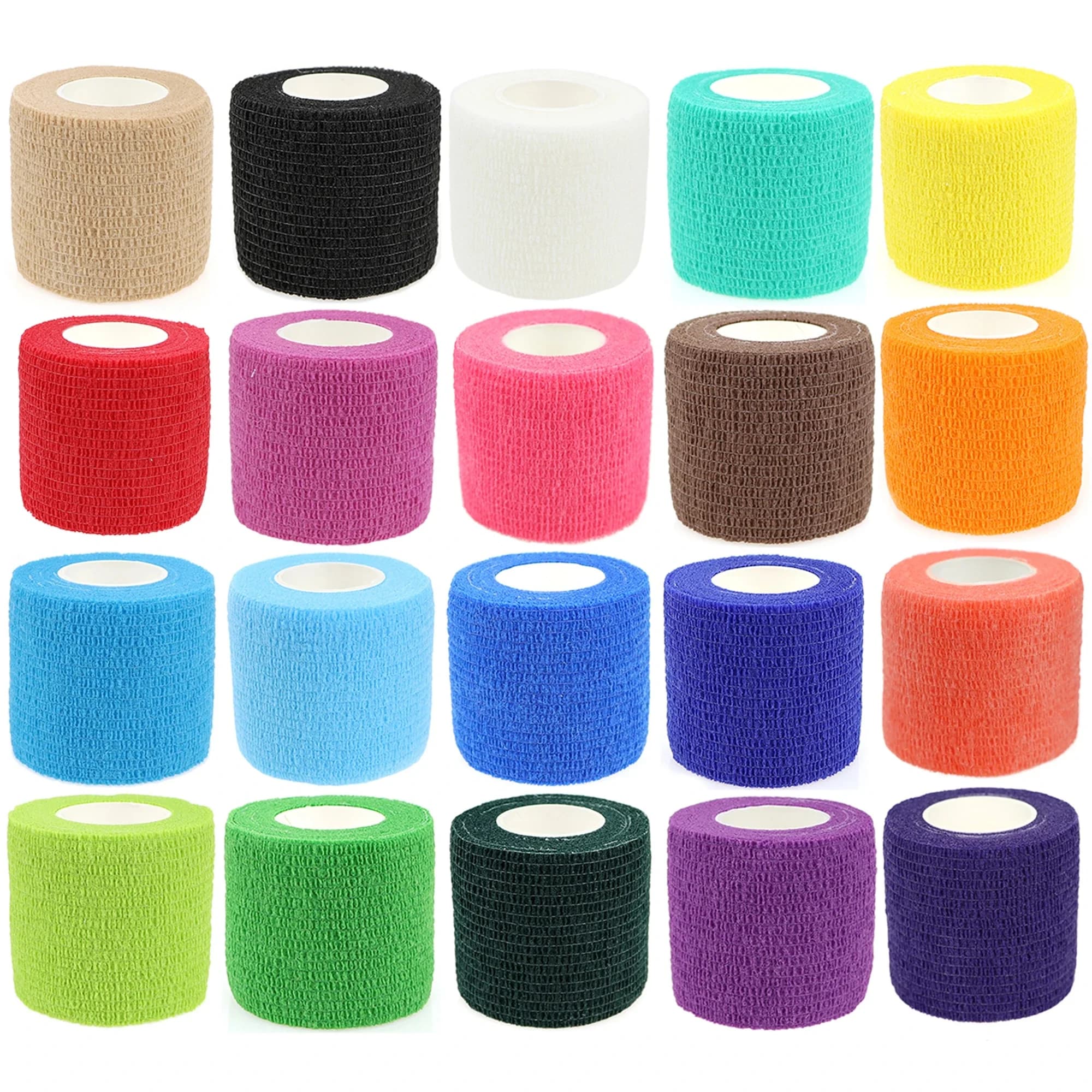 Bandage auto-adhésif rond respirant pour vétérinaire, bandage cohésif, premiers soins pour animaux de compagnie, athlétique, élastique, rond, 24 pièces