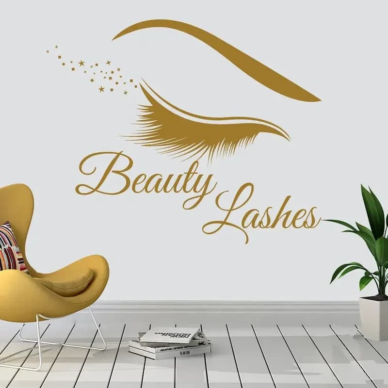 Autocollant Mural en vinyle pour cils modernes, décoration intérieure de maison, sparadrap de Salon de beauté, Extension de maquillage, papier peint Mural pour fenêtre A910