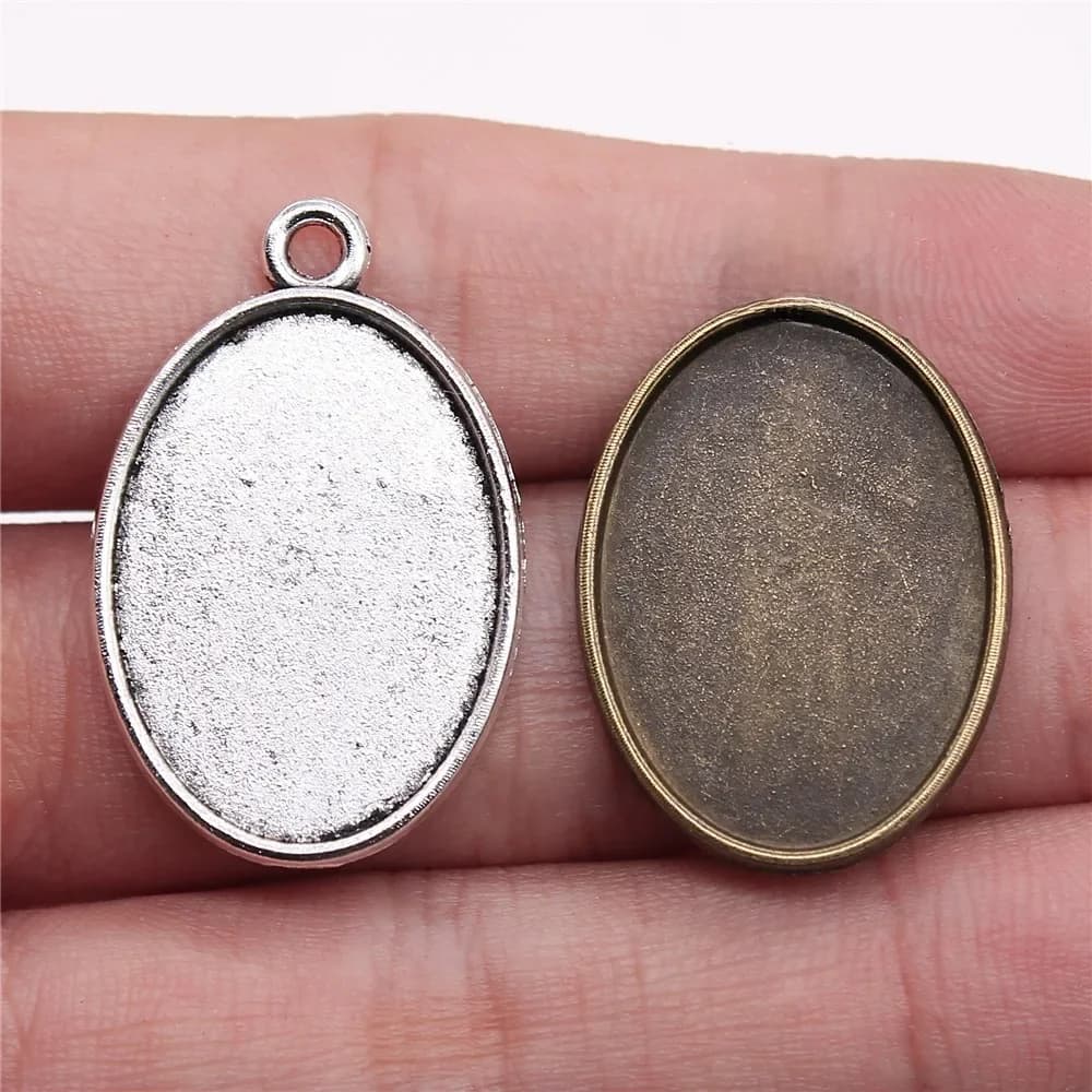 Pendentif en alliage de Zinc, forme ovale Simple, 13x18mm, 18x25mm, 10 pièces