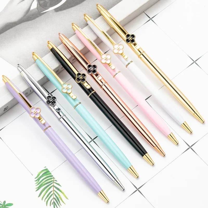 Stylo à bille multicolore en métal pivotant pour l'écriture, 4 stylos à cuir chevelu, créatif, nouveauté, mode, 1 pièce