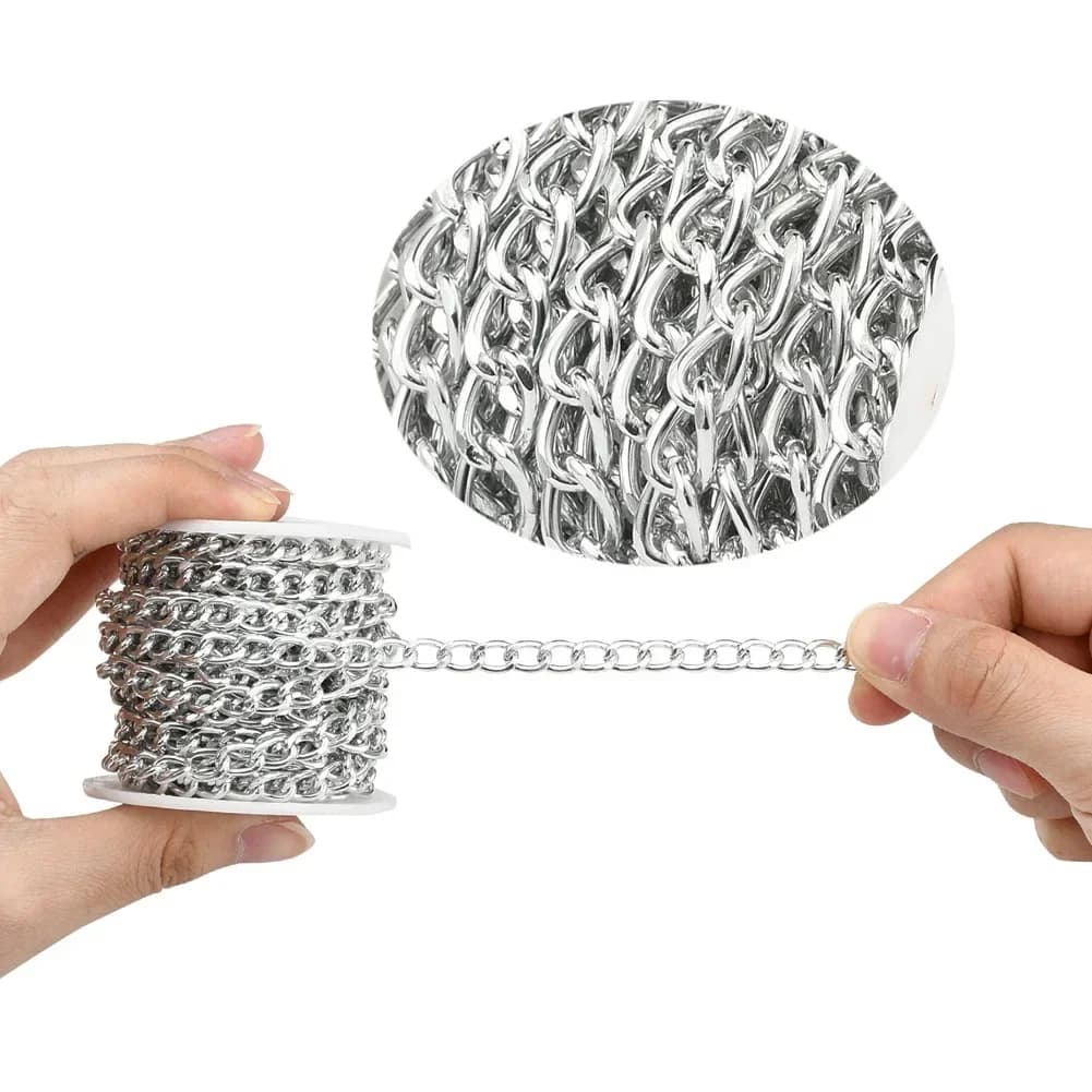 Nouvelle chaîne de 2 mètres en aluminium, matériel de chaîne en aluminium, collier de bijoux fait main, accessoires semi-finis, chaîne métallique, étui à bijoux DIY, clé