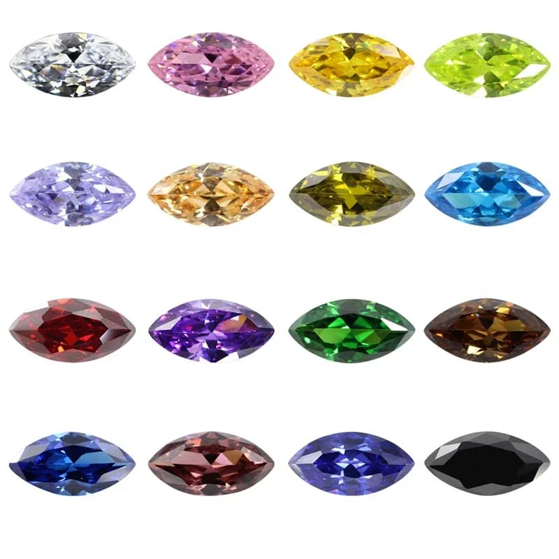 Pierre de zircone cubique en forme de Marquise, multicolore, coupe brillante, perles synthétiques amples pour bijoux AAAAA 1.5x3mm à 5x10mm