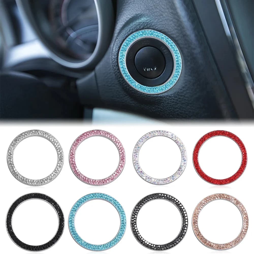Couvercle de bouton poussoir de voiture Start Stop VILLE, moteur à une clé, biscuits, diamant, bague en cristal, décoration de voiture bricolage