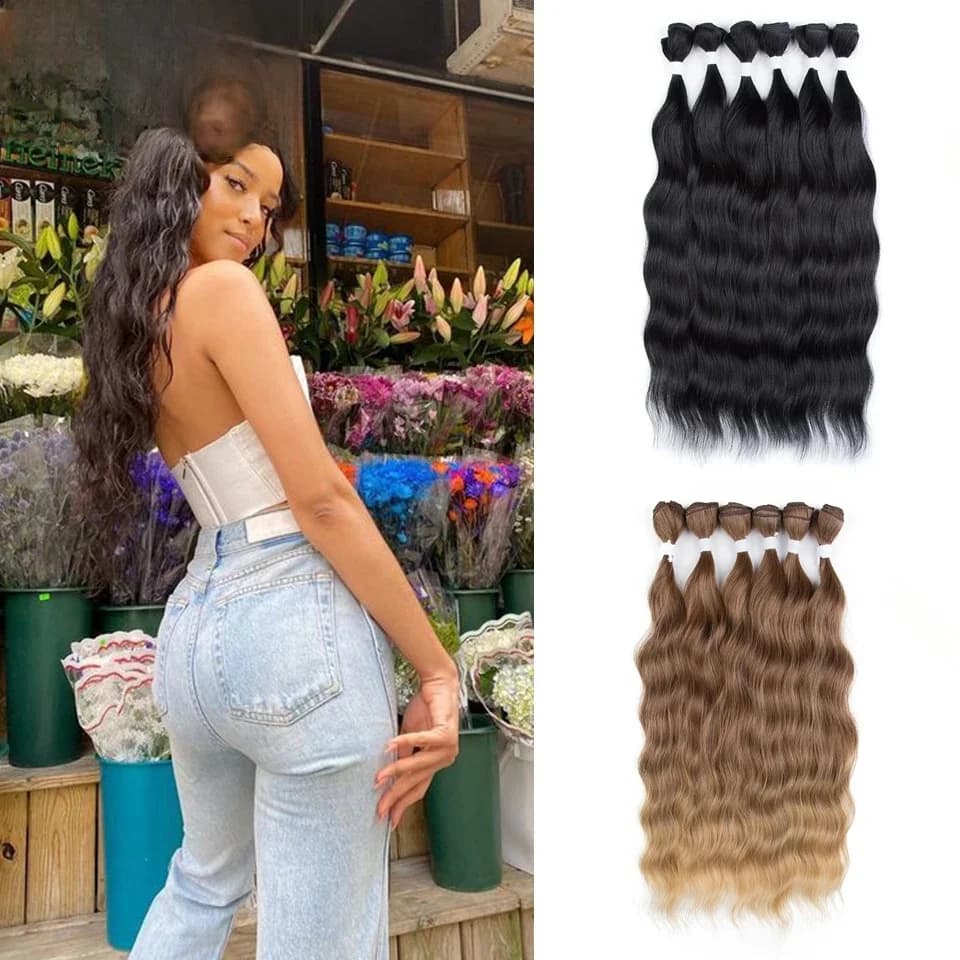 Magic-Extensions capillaires synthétiques ondulées, mèches de cheveux, 20 pouces, 6 pièces