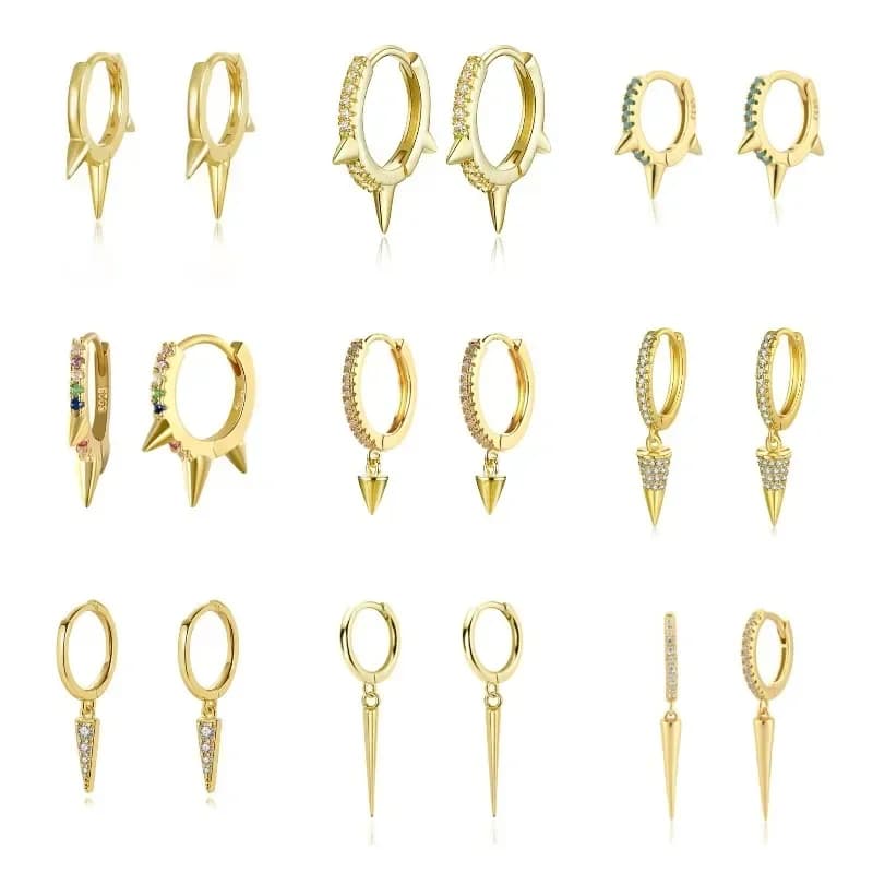 Boucles d'oreilles en forme de cerceau pour femmes, couleur argent et or, tendance, Punk, Hip Hop, Rivet, bijoux de fête gothiques, Pendientes Orecchini 2025