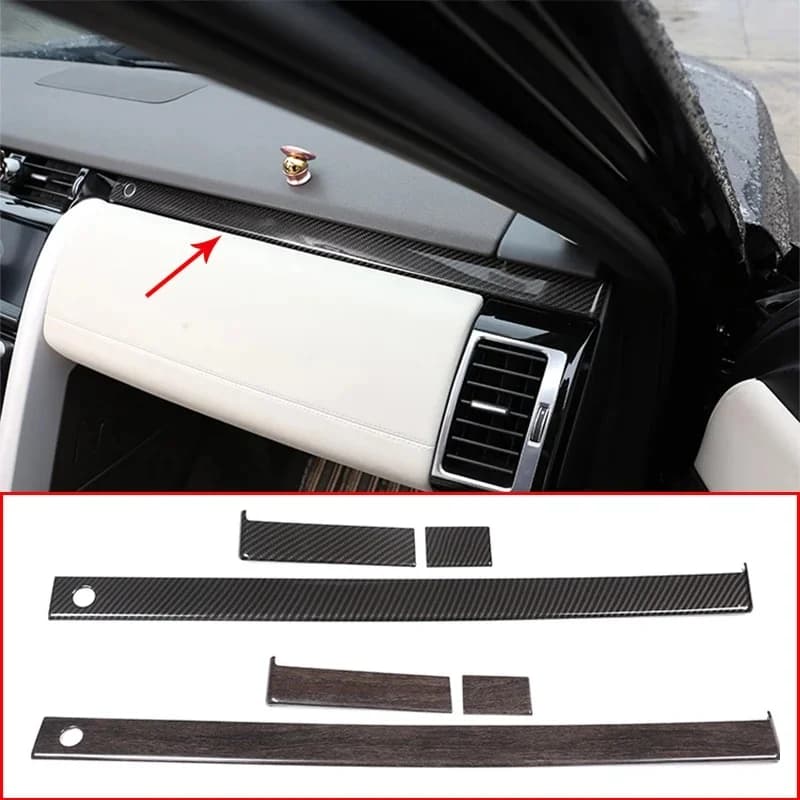 Bandes de garniture de tableau Prada pour console centrale de voiture, autocollants décoratifs, accessoires de style, fibre de carbone, Land Rover Discovery 5 2017-2021