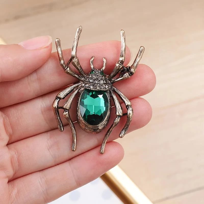 Broche insectes araignée classique verte, broche en cristal, mode hommes et femmes, cadeau de banquet, bijoux