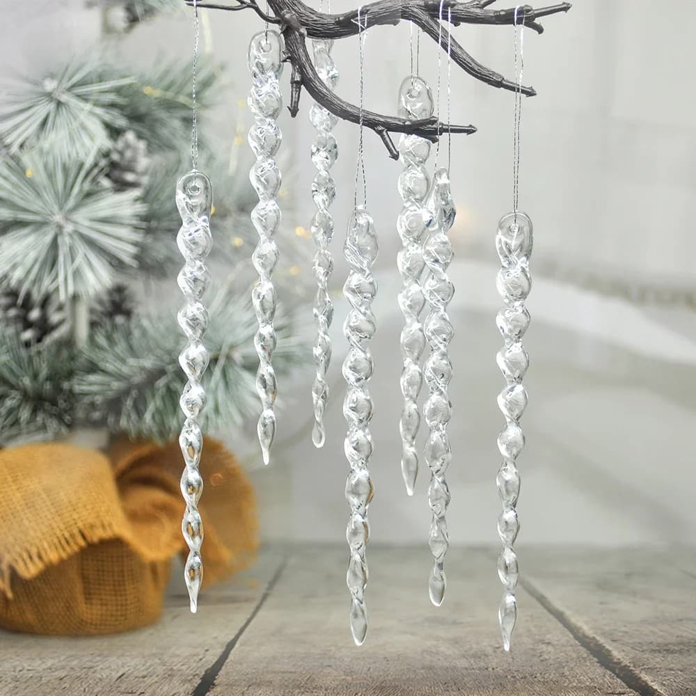 12 pièces Simulation de noël glace arbre de noël pendentif nouveau produit faux glaçon fête d'hiver noël nouvel an décoration Navidad 13 cm