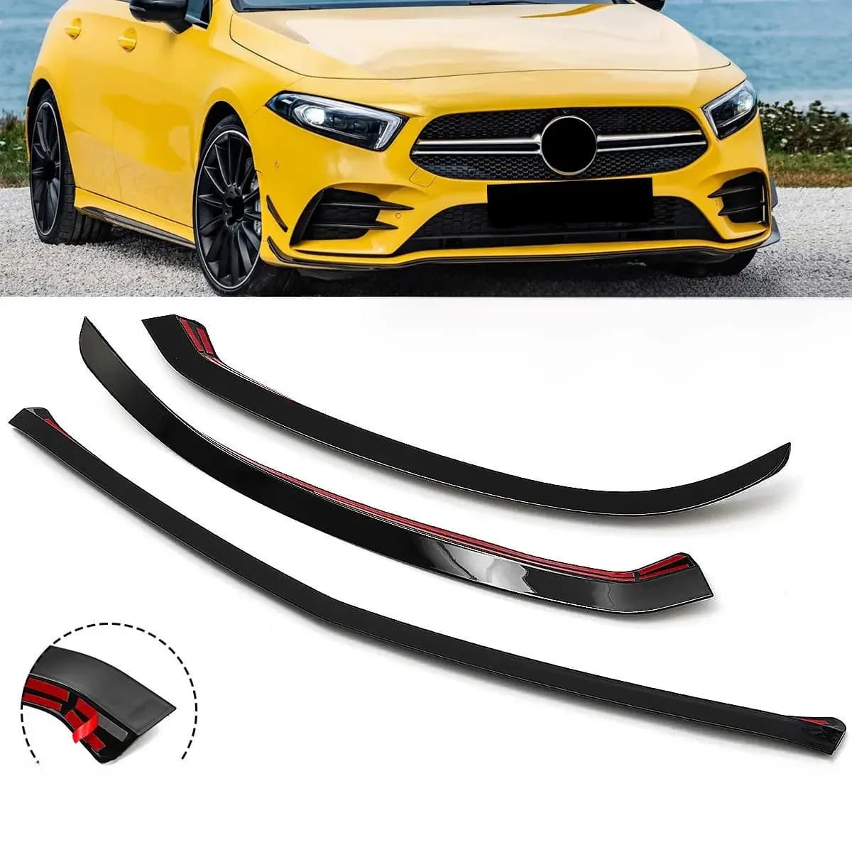Séparateur de lèvre de pare-chocs inférieur avant, garniture Canard, moulures de style pour mercedes-benz classe A W177 A180 A200 A220 A250 pour AMG 2019 +