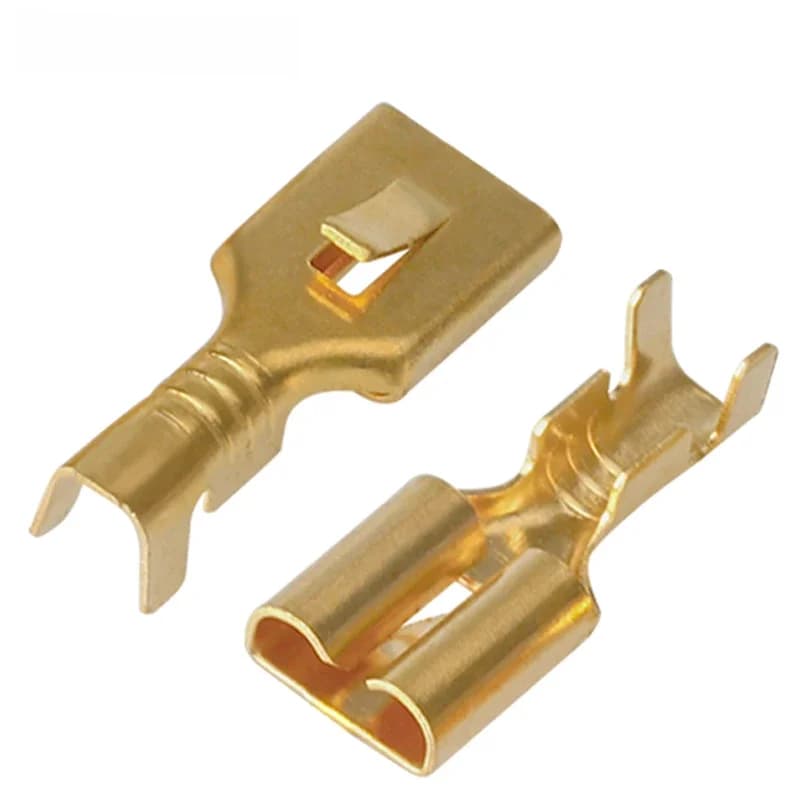 50/100/200/500 pièces de bornes à sertir en laiton doré 6,3 mm, connecteur de fil en laiton pour relais de voiture