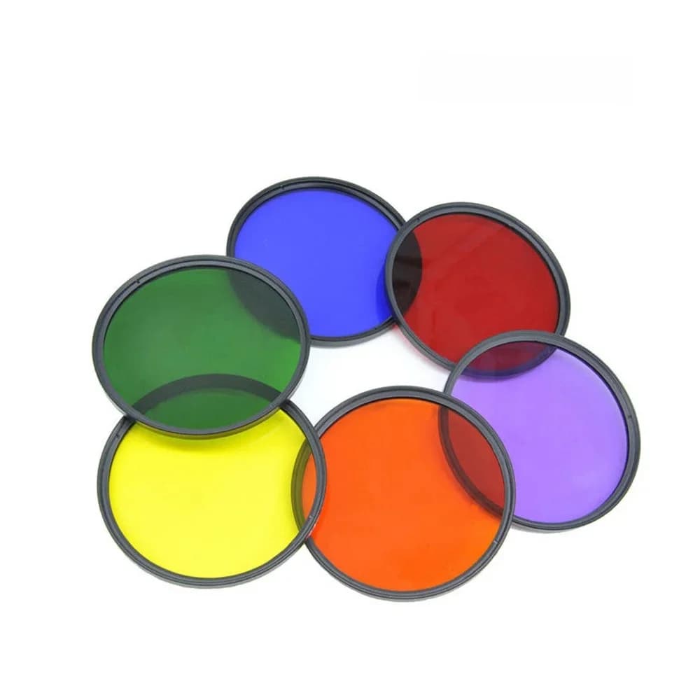 Filtre fin de couleur pour objectif d'appareil photo DSLR, 37/40.5/43/46/49/52/55/58/62/67/72/77/82mm, rouge, Orange, jaune, vert, bleu, violet
