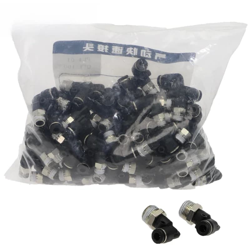 50pcs PL Fileté Coude Connecteur Pneumatique Tuyau Raccord Rapide Connecteur De Tuyau Composants Pneubagues 4-16mm PL6-01 PL8-02 PL12-03