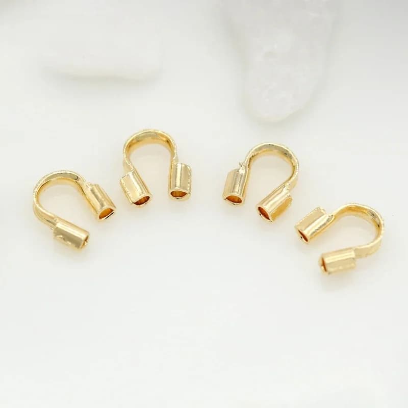 Protège-fils en laiton plaqué or 14/18 carats, boucles de protection en forme de U, connecteurs pour la fabrication de bijoux DIY