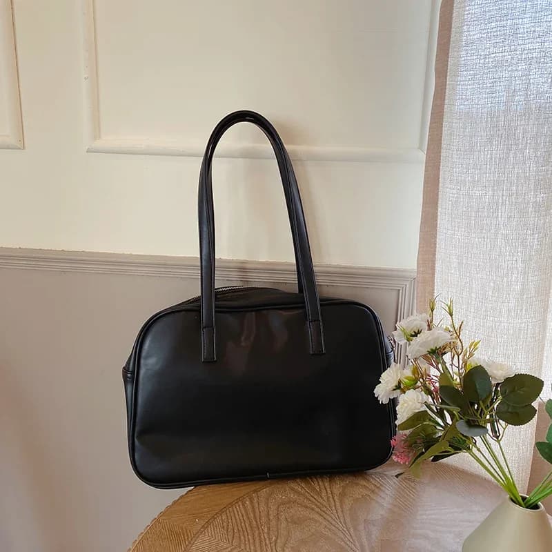 Sac à Main Souple en Cuir PU pour Femmes, Simple, Grande Capacité, à la Mode, Solide, Sous les Bras, Fourre-Tout de Voyage