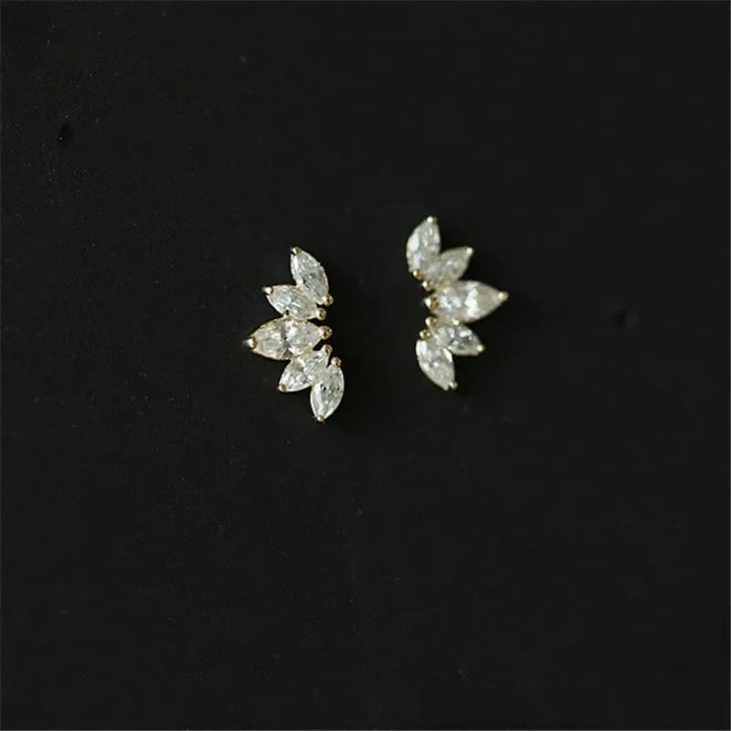 Boucles d'oreilles en argent Sterling 925 pour femmes, simples, pavé de Zircon, ailes de Lotus, tempérament de luxe léger, bijoux cadeau de mariage