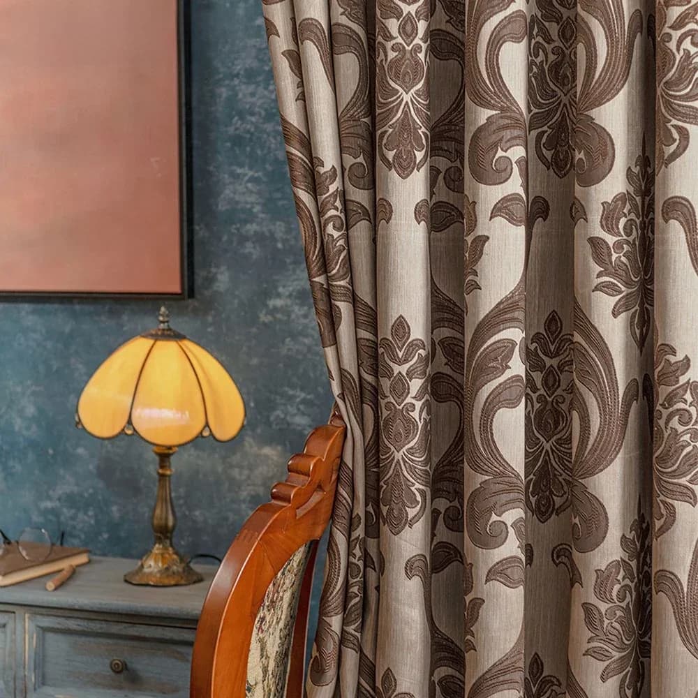 NAPEARL – rideaux Jacquard marron pour salon, panneau de fenêtre en Polyester, de luxe, Semi-occultant, pour chambre à coucher