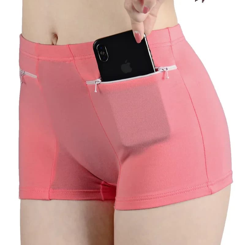 Pantalon court de sécurité pour femmes, grande taille, doux, sous-jupe, avec poches zippées, sous-vêtements féminins respirants et antivol