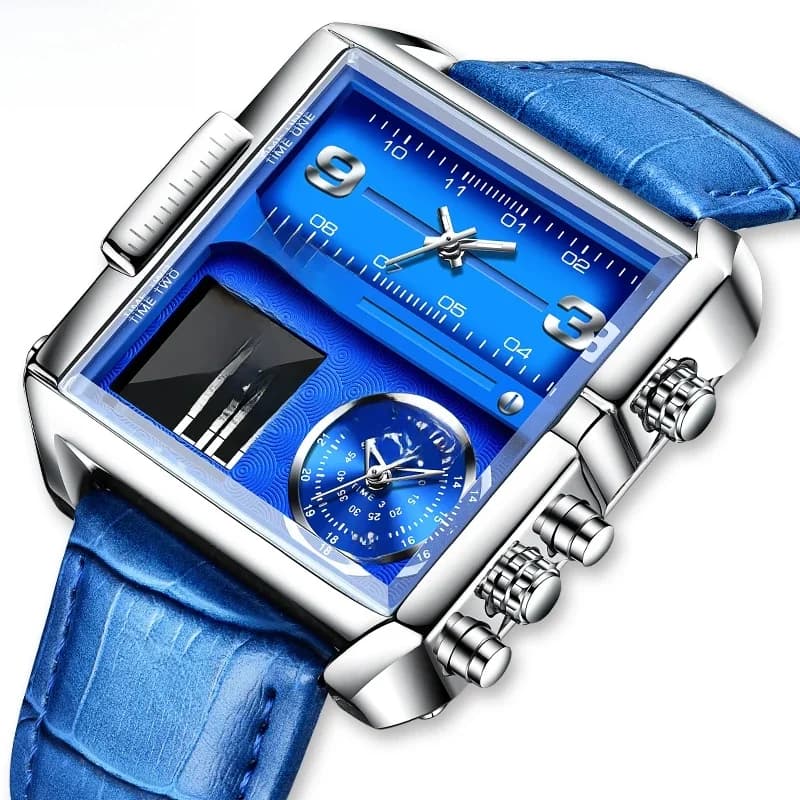 LIGE – montre-bracelet en cuir pour hommes, marque de luxe, rectangulaire, style militaire, étanche, lumineuse, avec boîte, Original