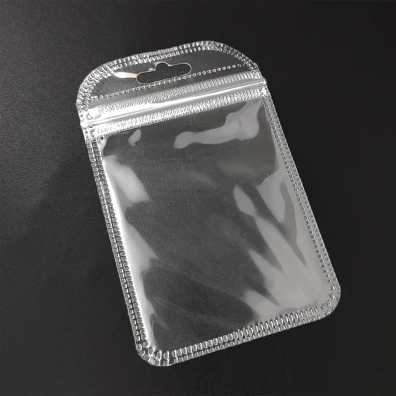 Sacs en plastique transparents à fermeture éclair, 100 pièces, vente au détail, stockage d'accessoires électroniques, sac d'emballage d'épicerie en Poly, trou de suspension