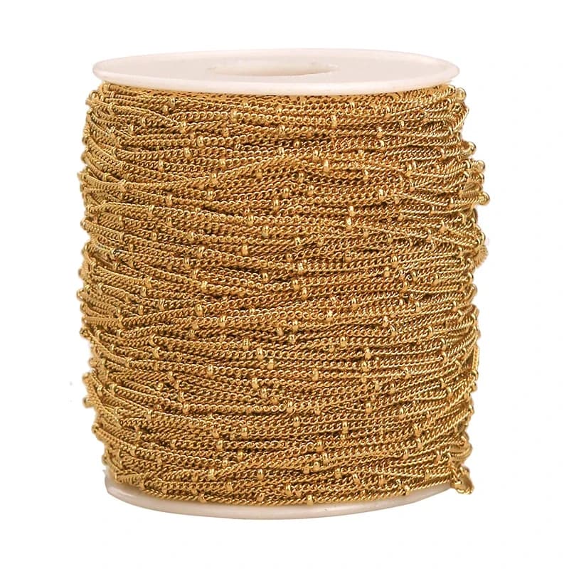 2 mètres en acier inoxydable or Tube perlé câble lien pince perles chaîne pour bricolage cheville colliers Bracelet fabrication de bijoux fournitures