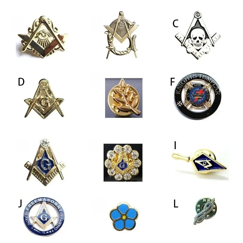 Épinglette carrée maçonnique et boussole, insigne d'oeil qui voit tout, symbole de crâne et d'os, cadeau pour le franc-maçon
