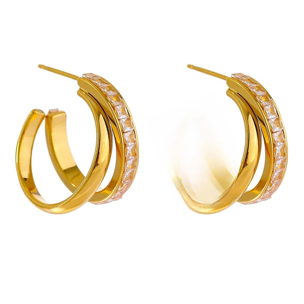 Yhpup – boucles d'oreilles géométriques en acier inoxydable, bijoux en zircone cubique, cadeau