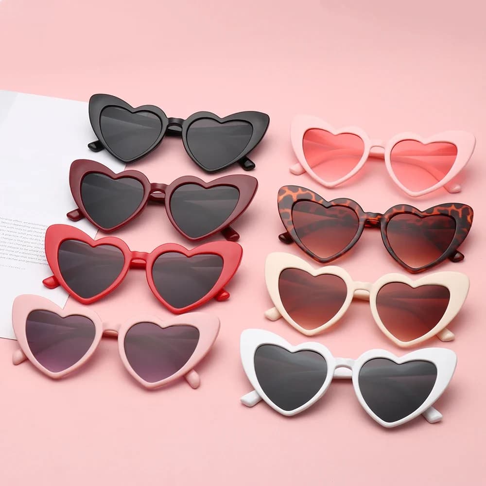 Lunettes de soleil en forme de cœur pour femmes, lunettes de soleil œil de chat, protection UV400, amour rétro, marque de créateur, dames