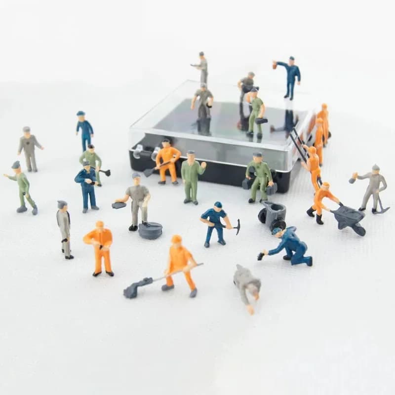 Figurines de travailleurs à l'échelle HO en PVC pour la création de paysages ferroviaires, la mise en scène de villes, les dioramas, l'affichage, figurines miniatures de collection 1:87