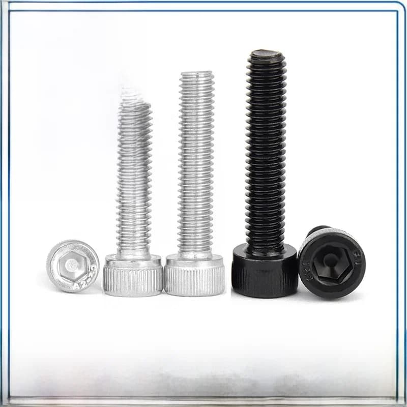 5/10pc DIN912 M3 M4 M5 M6 M8 filetage complet 304 acier inoxydable noir 12.9 Grade acier hexagone tête creuse vis Allen boulon