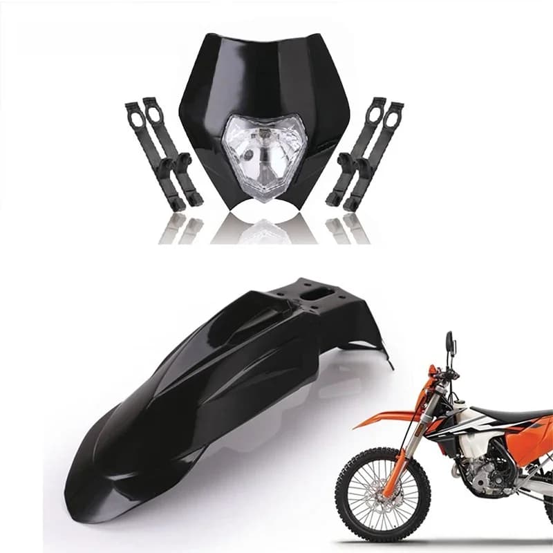 Phare de moto avec garde-boue, ampoule LED 12v, pour KTM EXC XCF SX F SMR Enduro Dirt Bike, Motocross Supermoto H4