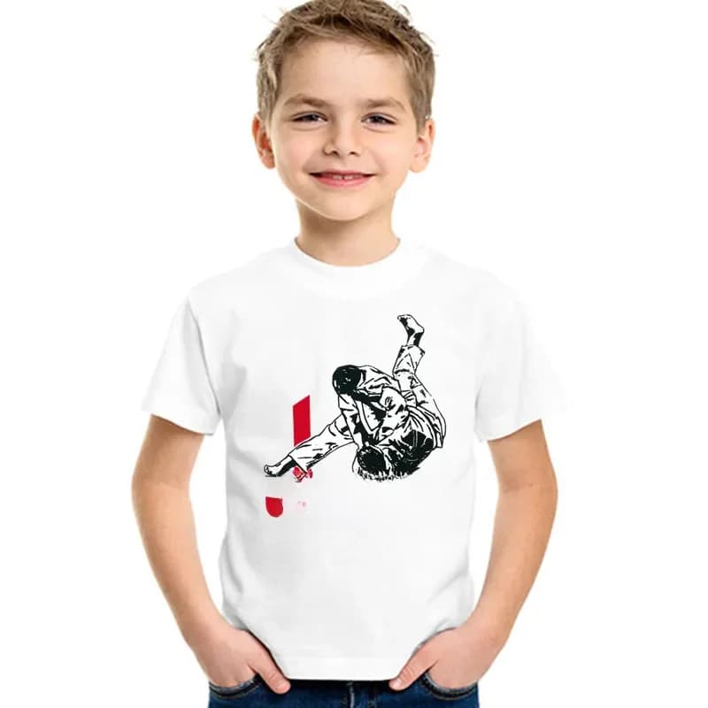 T-shirt imprimé évolution du judo pour garçons et filles, vêtements d'été décontractés à manches courtes pour enfants, nouvelle mode, bébé, enfants, Y-HKPHighly