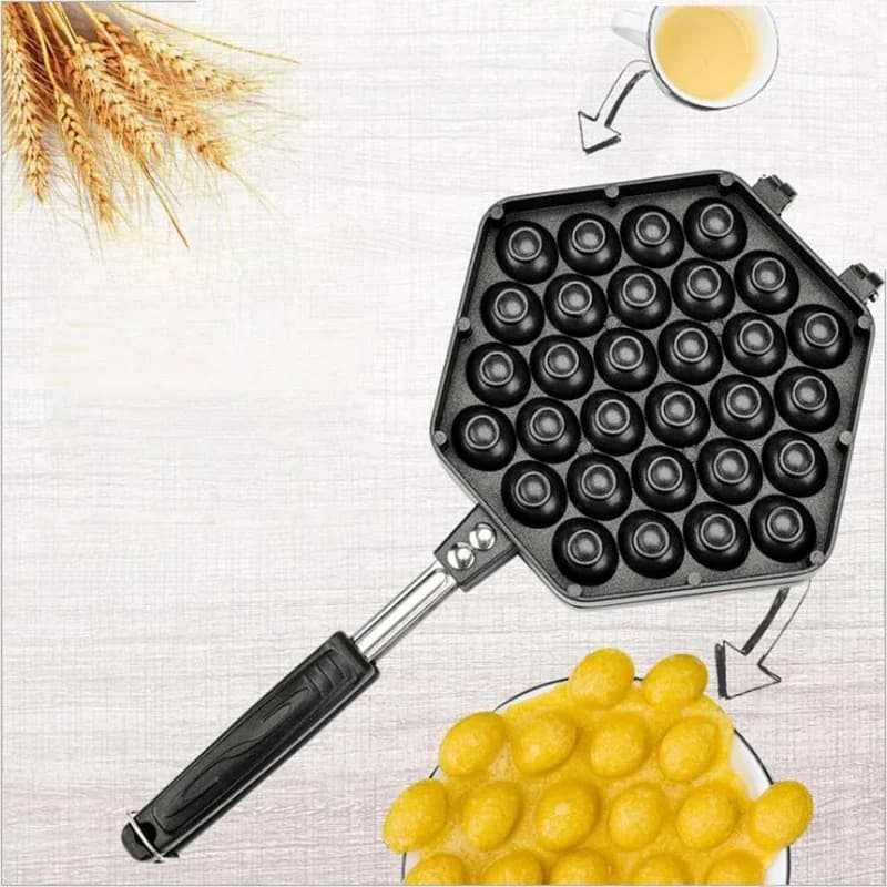 QQ-Moule à gaufres en aluminium pour gaufres, plaque à muffins bricolage, moule à gâteau à bulles aux œufs, moule à revêtement antiadhésif, fer à œufs, 14 kong